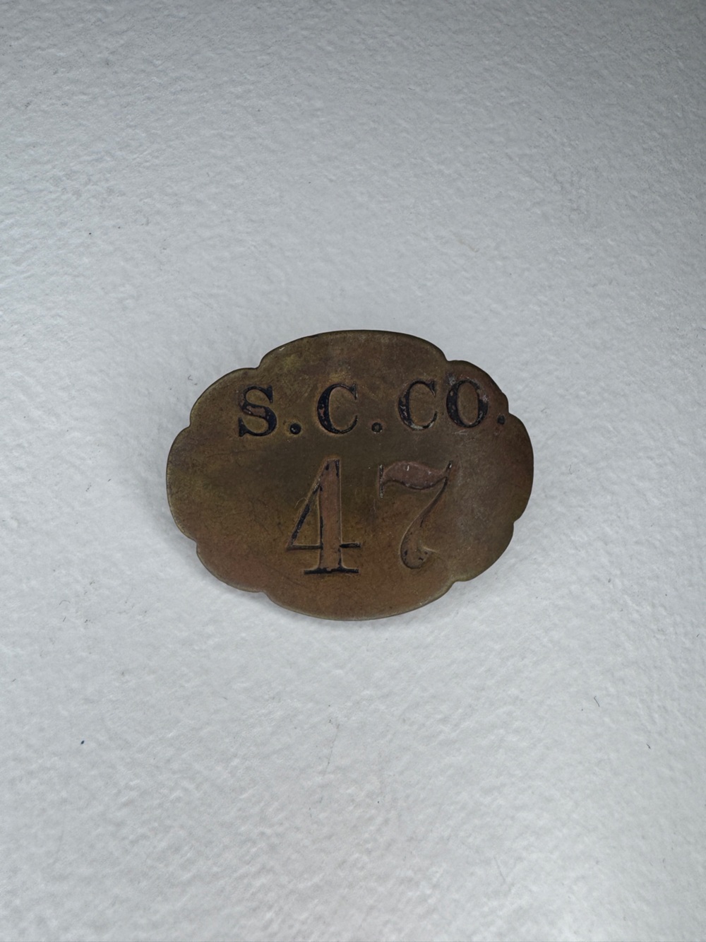 Vintage Southern Copper Corporation Mining Badge Tag #47 Metal Scalloped